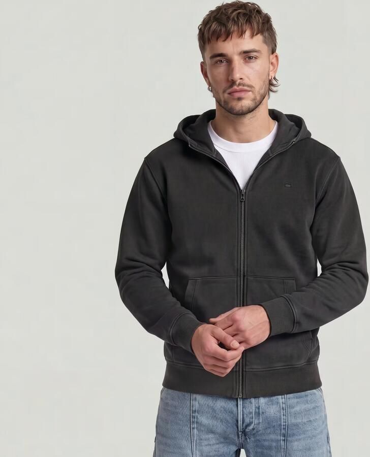 G-Star RAW Unit Washed Full Zip Hoodie Zwart Heren - Foto 4