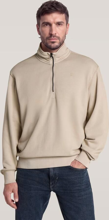 G-Star RAW Unit Washed Half Zip Sweater Beige Heren - Foto 5