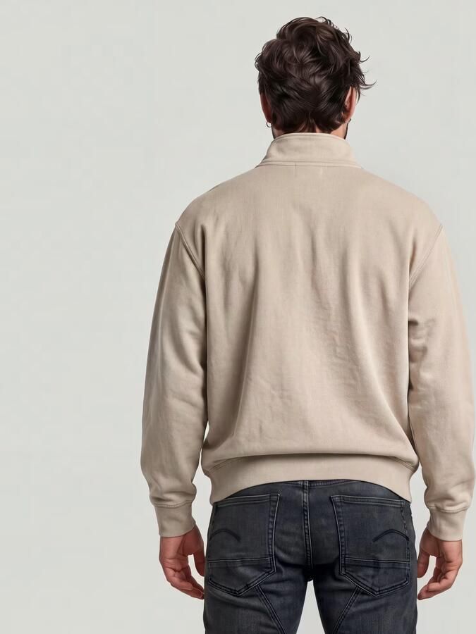 G-Star RAW Unit Washed Half Zip Sweater Beige Heren - Foto 4