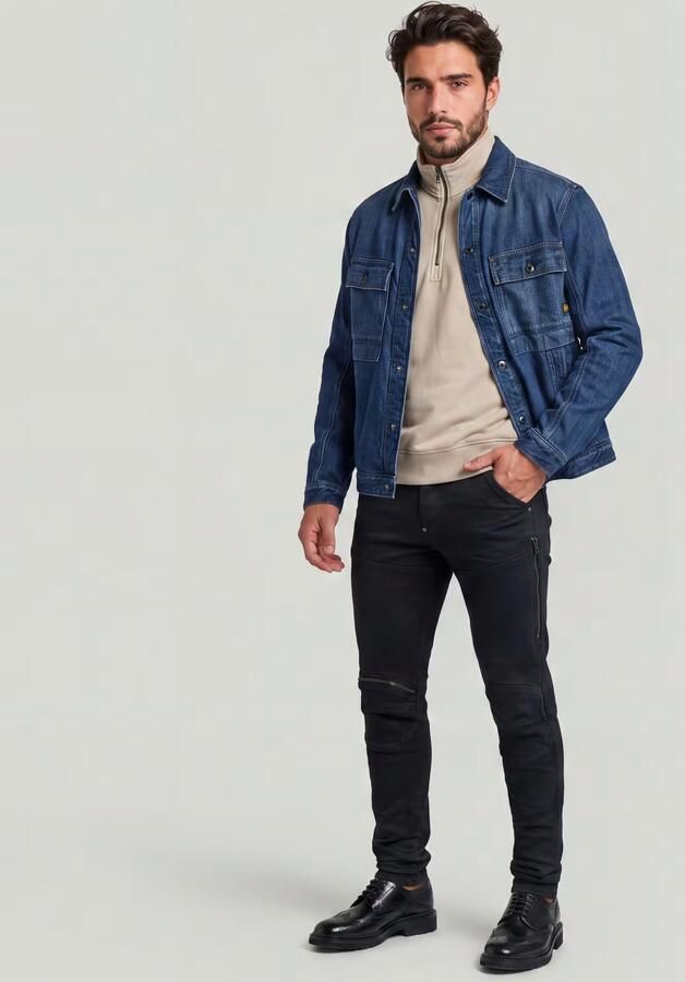 G-Star RAW Unit Washed Half Zip Sweater Beige Heren - Foto 7