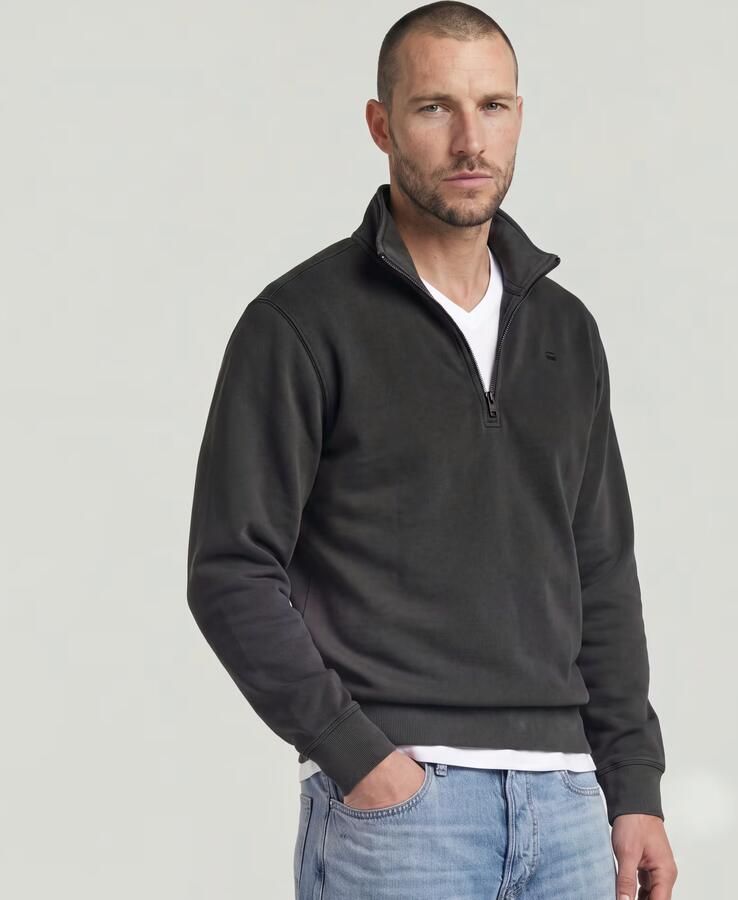 G-STAR RAW Heren Truien & Vesten Unit Washed Half Zip Sw L\s Donkergrijs - Foto 7