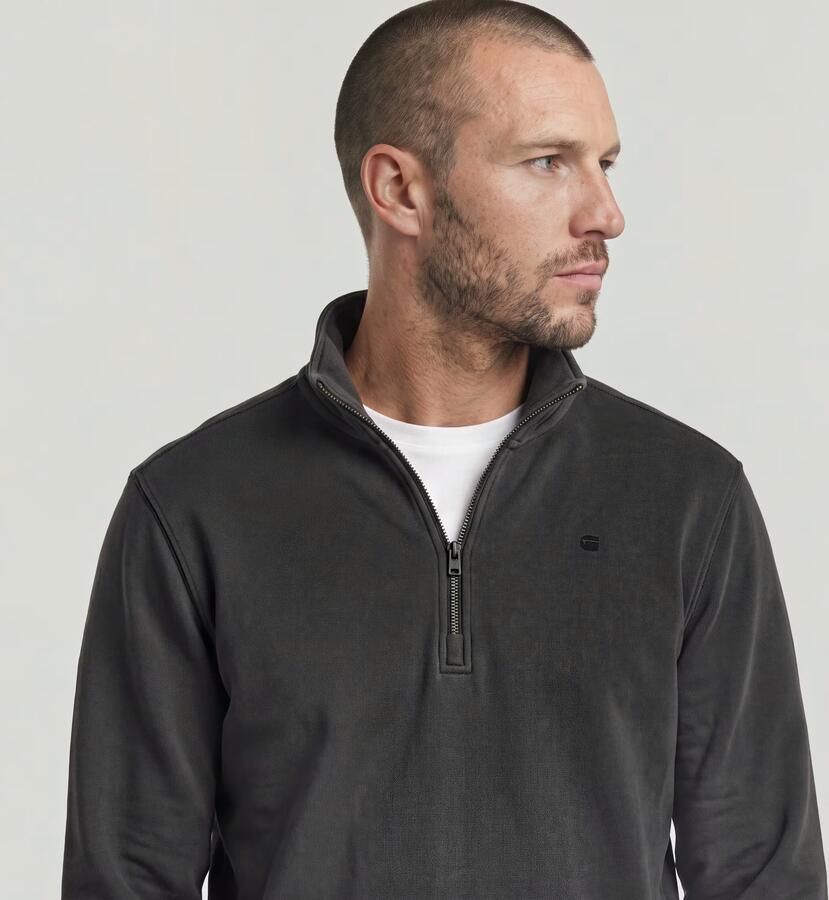G-STAR RAW Heren Truien & Vesten Unit Washed Half Zip Sw L\s Donkergrijs - Foto 6
