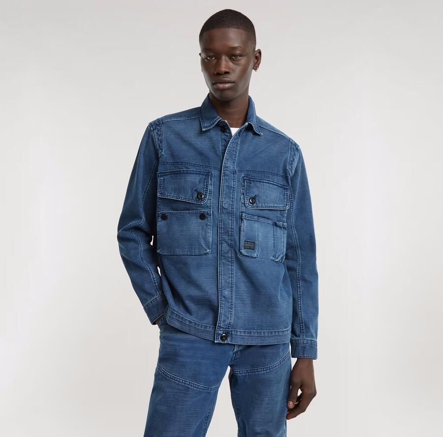 G-Star RAW Utility Overshirt Midden blauw Heren