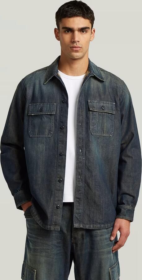 G-Star RAW Utility Relaxed Overshirt Midden blauw Heren