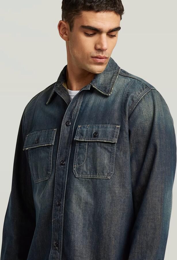 G-Star RAW Utility Relaxed Overshirt Midden blauw Heren - Foto 4