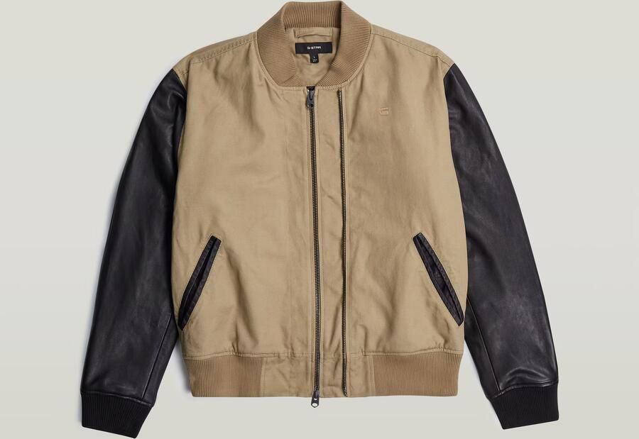 G-Star RAW Varsity Leather Jack Beige Heren - Foto 5