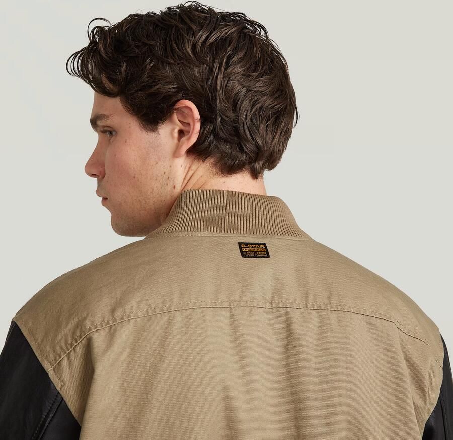 G-Star RAW Varsity Leather Jack Beige Heren - Foto 4