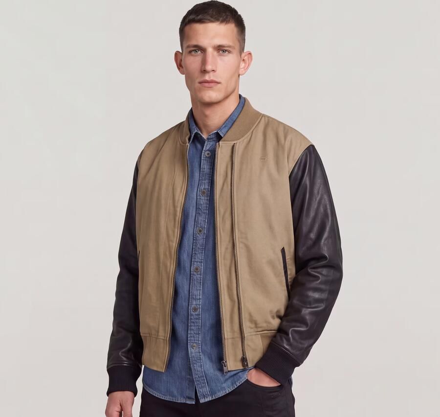 G-Star RAW Varsity Leather Jack Beige Heren - Foto 5