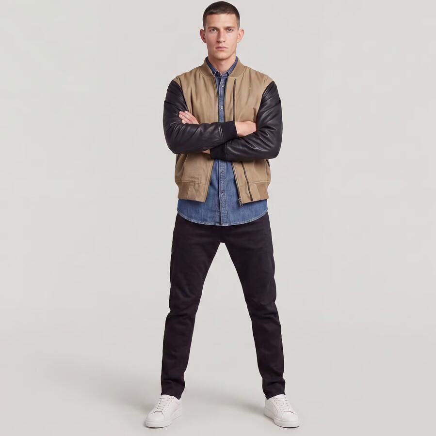 G-Star RAW Varsity Leather Jack Beige Heren - Foto 4