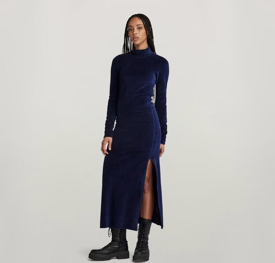 G-Star RAW Velvet Jurk Met Split Donkerblauw Dames - Foto 3
