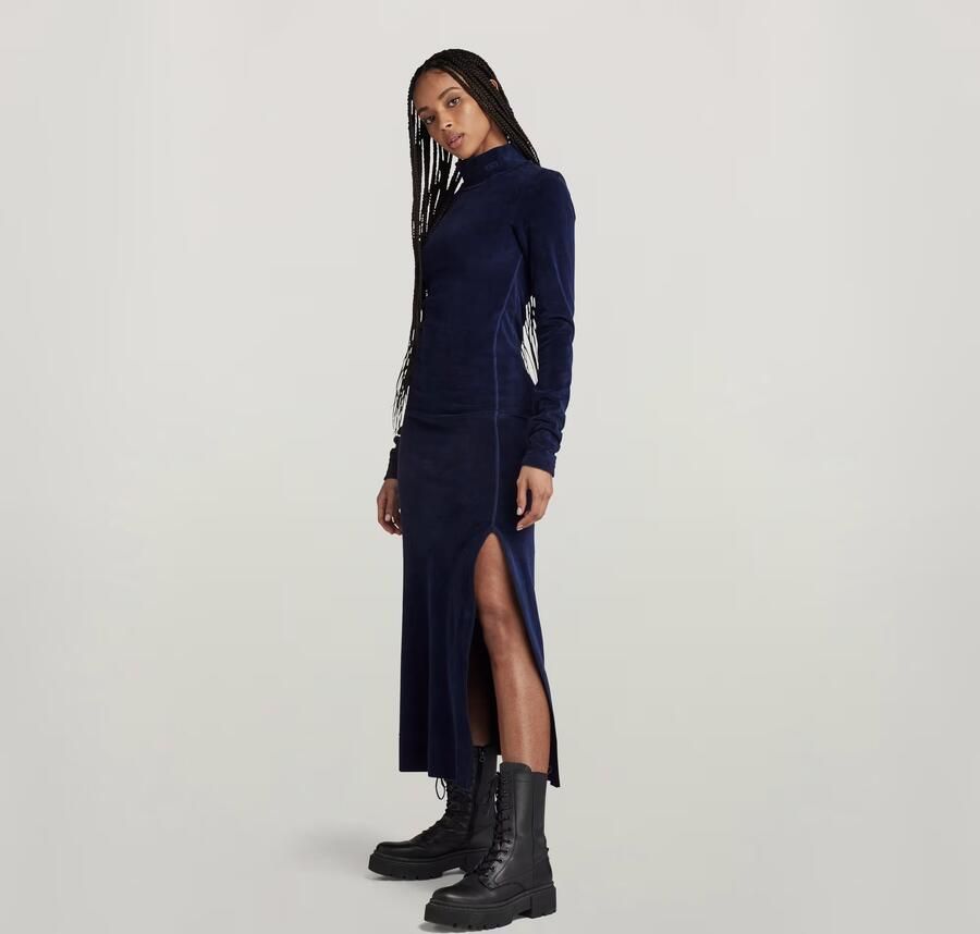 G-Star RAW Velvet Jurk Met Split Donkerblauw Dames - Foto 4
