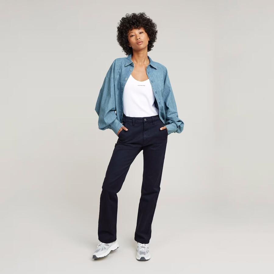 G-Star RAW Viktoria High Straight Chino Donkerblauw Dames - Foto 3