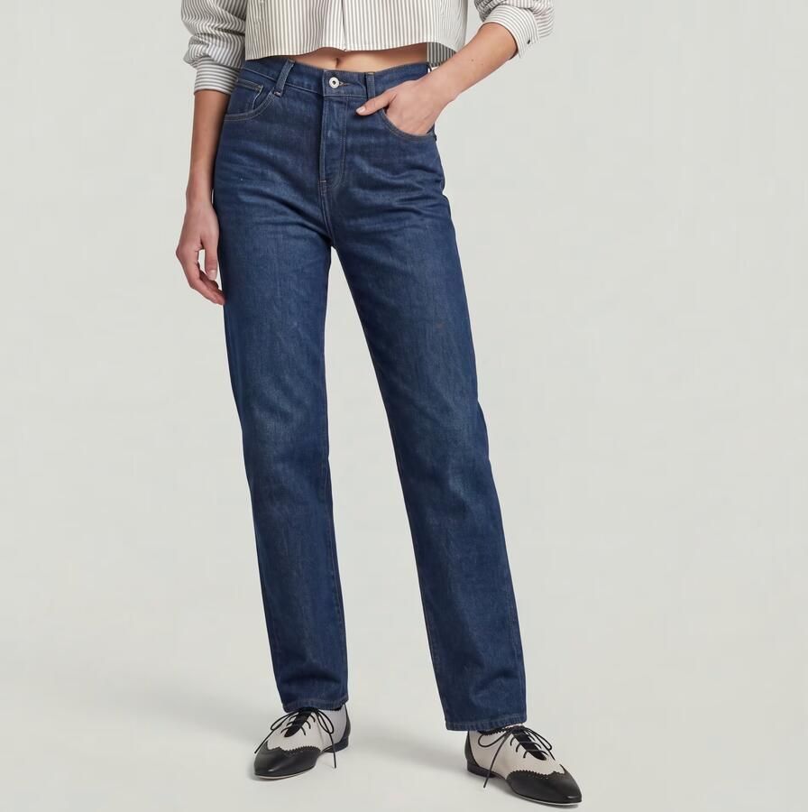 G-Star RAW high waist straight fit jeans Viktoria dark blue denim - Foto 6