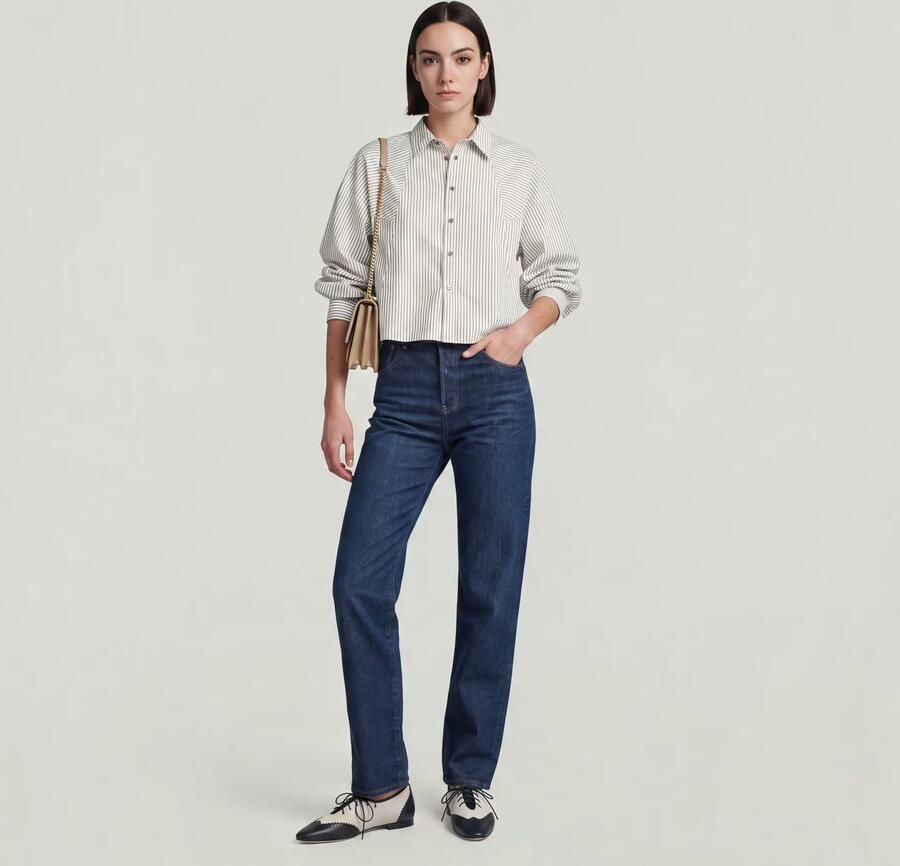 G-Star RAW high waist straight fit jeans Viktoria dark blue denim - Foto 9