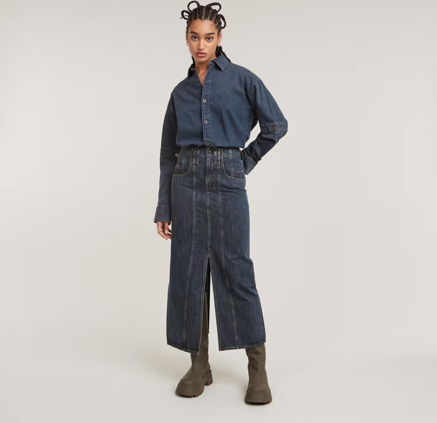 G-Star Raw Rok D25289-VIKTORIA MOTO LONG SKIRT-G852 WORN IN INDIGO - Foto 5