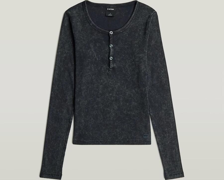 G-Star RAW Vintage Slim Henley T-Shirt Midden blauw Dames - Foto 3