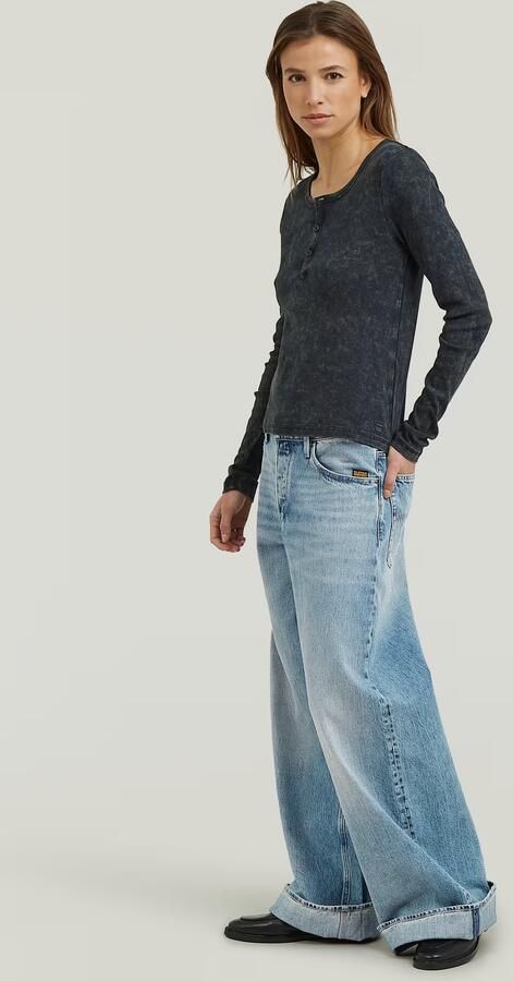G-Star RAW Vintage Slim Henley T-Shirt Midden blauw Dames - Foto 8