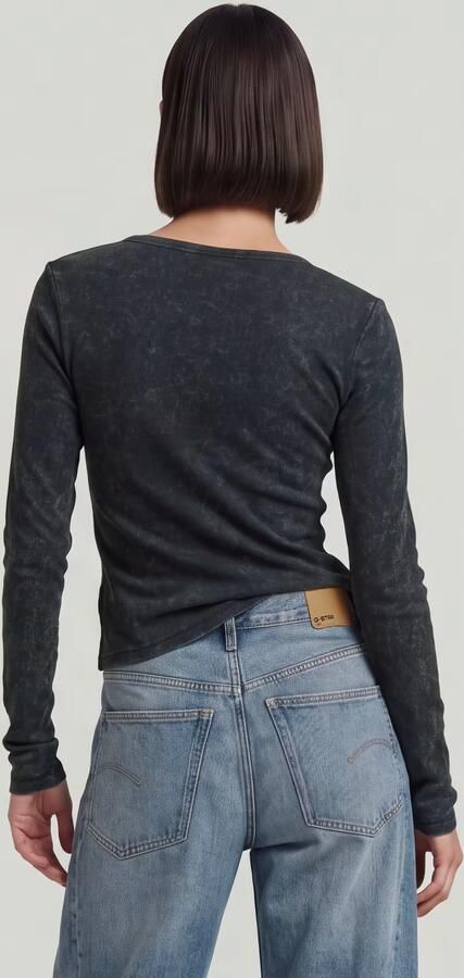 G-Star RAW Vintage Slim Henley T-Shirt Midden blauw Dames - Foto 9