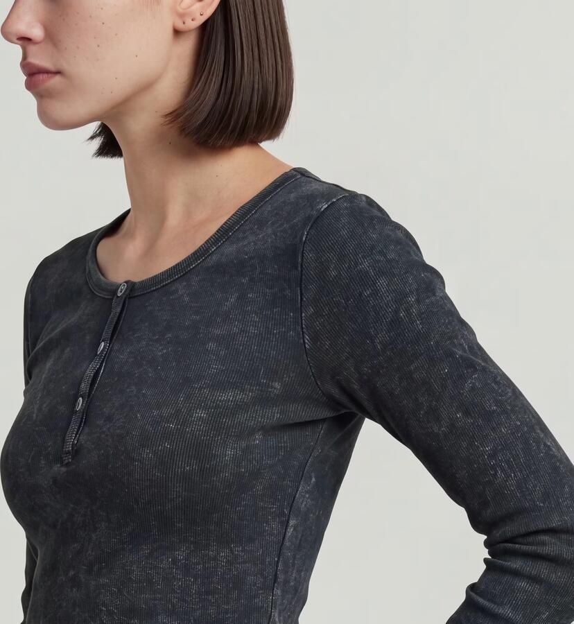 G-Star RAW Vintage Slim Henley T-Shirt Midden blauw Dames - Foto 6