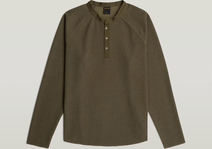 G-Star RAW Waffle Henley Relaxed Bruin Heren