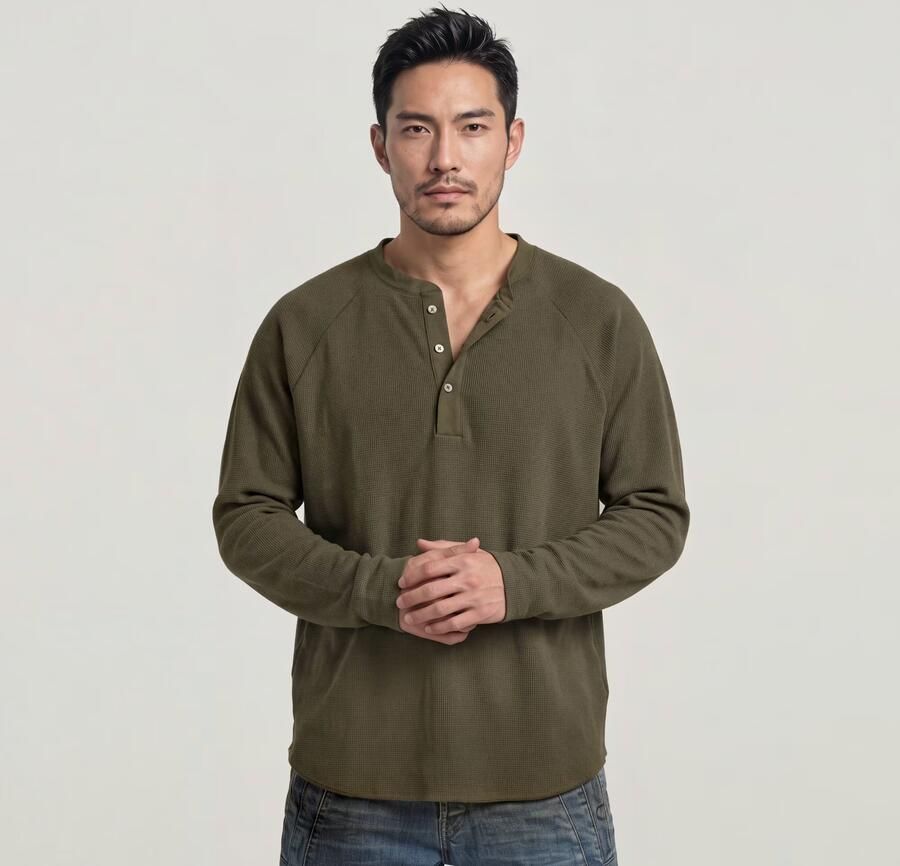 G-Star RAW Waffle Henley Relaxed Bruin Heren - Foto 5