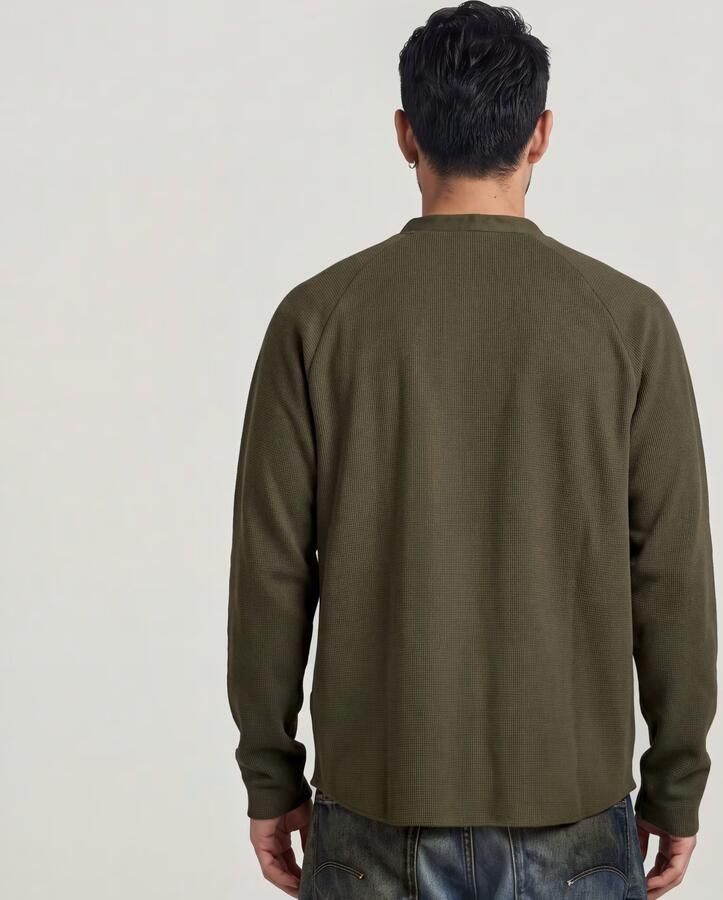 G-Star RAW Waffle Henley Relaxed Bruin Heren - Foto 6