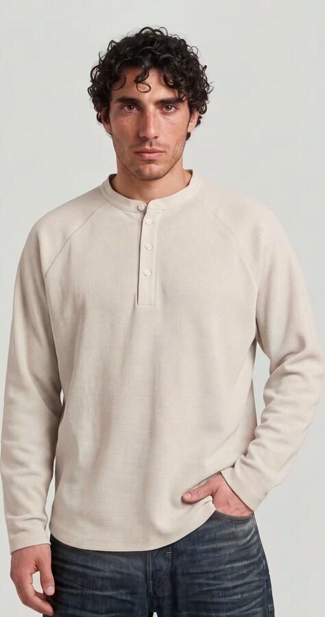 G-Star RAW Waffle Henley Relaxed T-Shirt Wit Heren - Foto 6