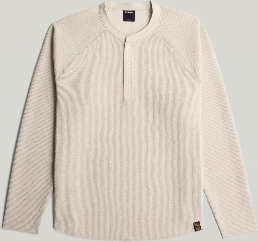 G-Star RAW Waffle Henley Relaxed T-Shirt Wit Heren - Foto 3