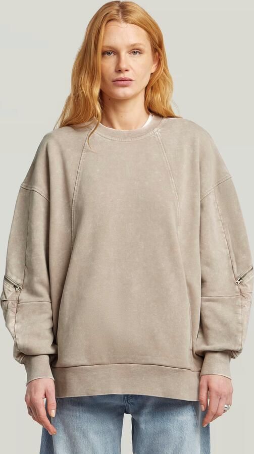 G-Star RAW Washed 3D Mix Oversized Sweater Beige Dames - Foto 7