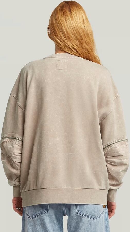 G-Star RAW Washed 3D Mix Oversized Sweater Beige Dames - Foto 4