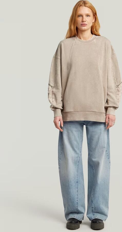 G-Star RAW Washed 3D Mix Oversized Sweater Beige Dames - Foto 5