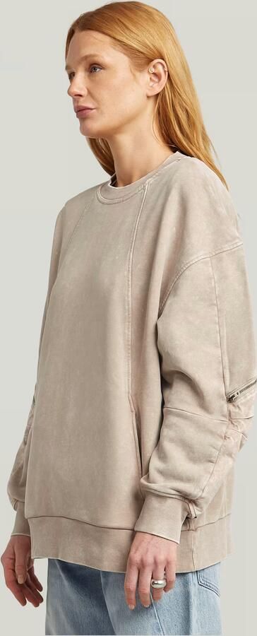G-Star RAW Washed 3D Mix Oversized Sweater Beige Dames - Foto 6