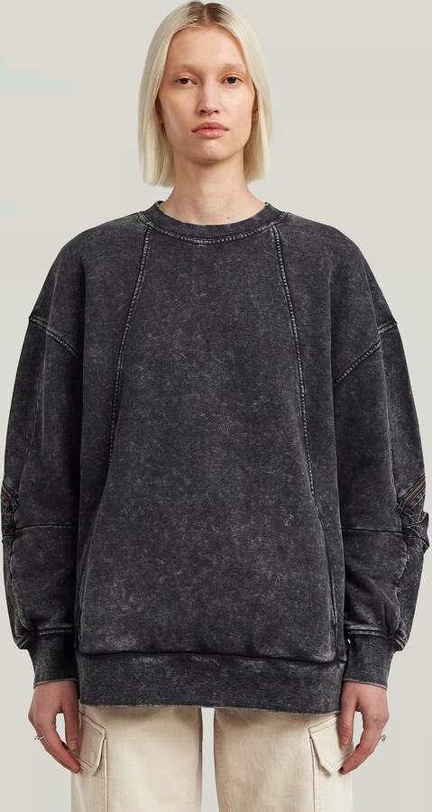 G-Star RAW Washed 3D Mix Oversized Sweater Zwart Dames - Foto 7