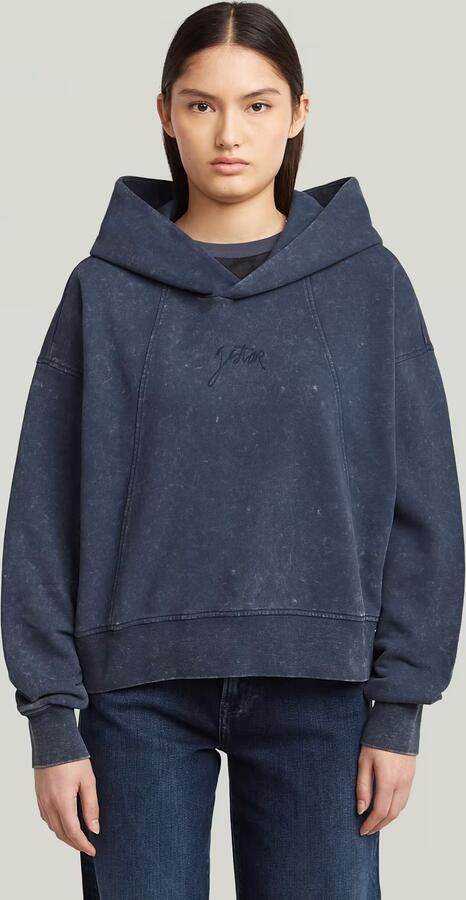 G-Star RAW Washed A-Line Script Hoodie Donkerblauw Dames - Foto 7
