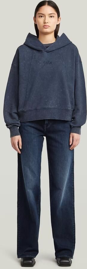 G-Star RAW Washed A-Line Script Hoodie Donkerblauw Dames - Foto 5
