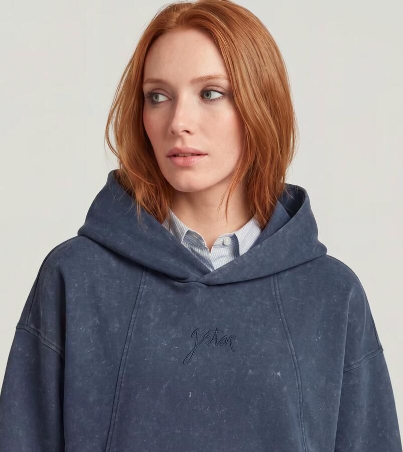 G-Star RAW Washed A-Line Script Hoodie Donkerblauw Dames - Foto 3