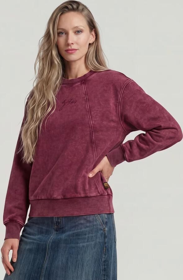 G-Star Raw Sweater D27173-D969 WASHED A LINE SCRIPT-H732 MAROON SMOKEY - Foto 4