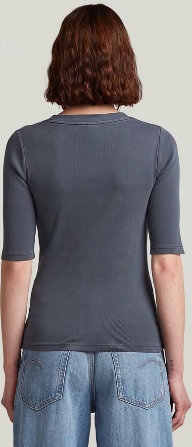 G-Star RAW Washed A-Line Slim Rib T-shirt Donkerblauw Dames - Foto 6