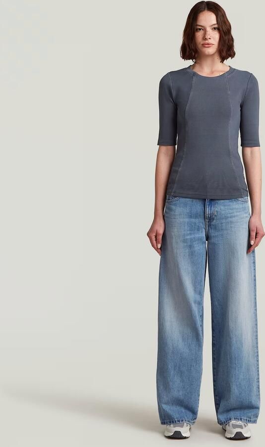 G-Star RAW Washed A-Line Slim Rib T-shirt Donkerblauw Dames - Foto 4