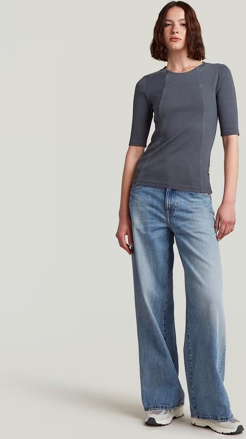 G-Star RAW Washed A-Line Slim Rib T-shirt Donkerblauw Dames - Foto 5