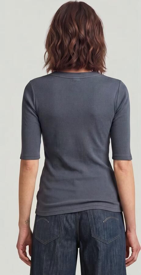G-Star RAW Washed A-Line Slim Rib T-shirt Donkerblauw Dames - Foto 5
