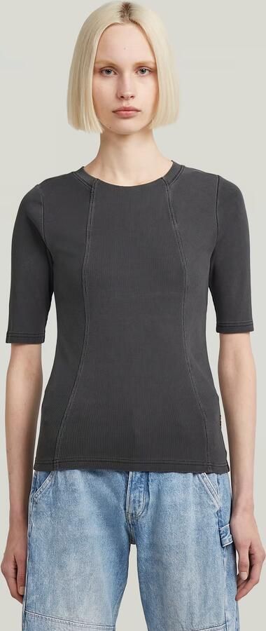 G-Star RAW Washed A-Line Slim Rib T-shirt Zwart Dames - Foto 7