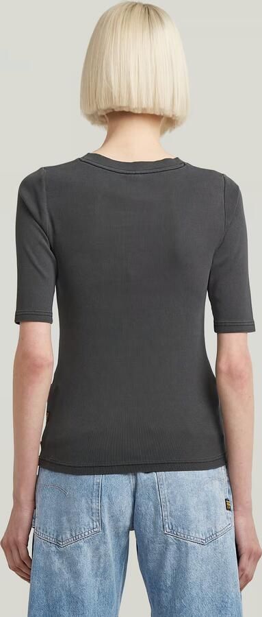G-Star RAW Washed A-Line Slim Rib T-shirt Zwart Dames - Foto 6