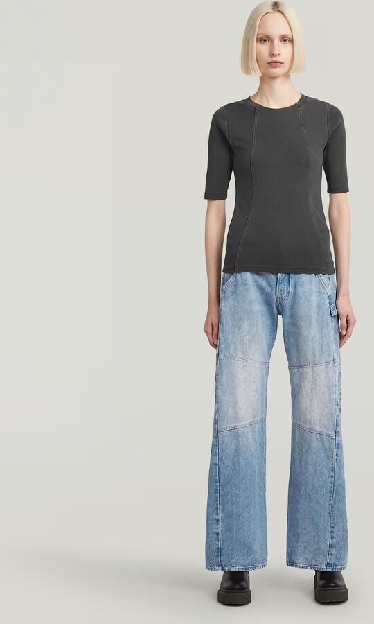 G-Star RAW Washed A-Line Slim Rib T-shirt Zwart Dames - Foto 4