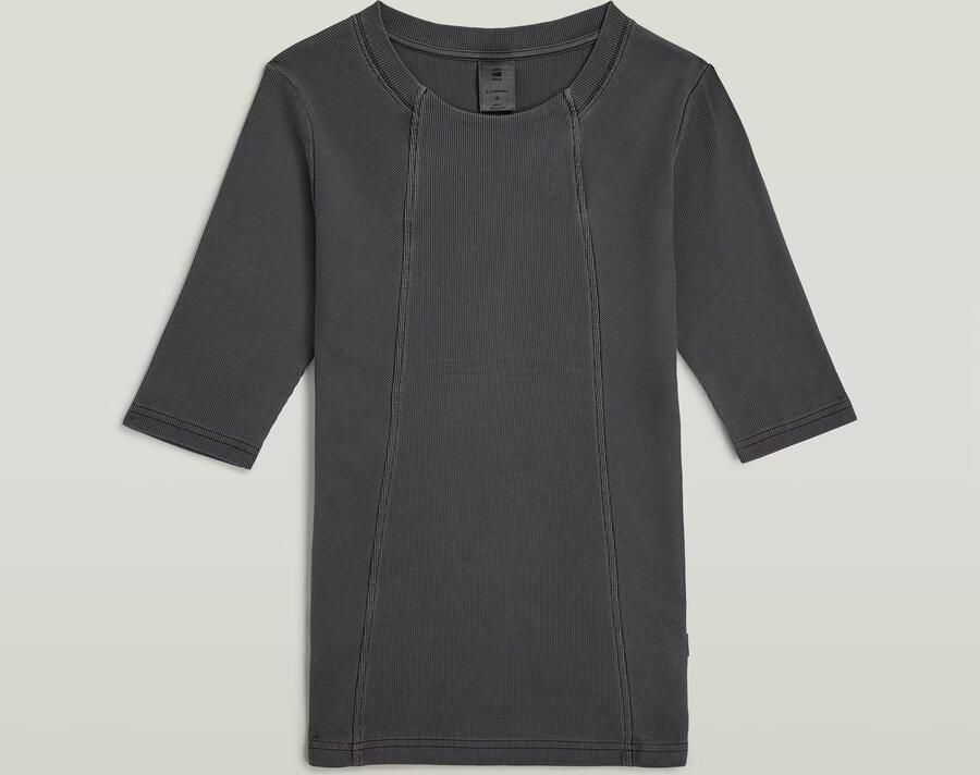 G-Star RAW Washed A-Line Slim Rib T-shirt Zwart Dames - Foto 2