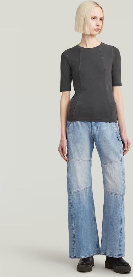 G-Star RAW Washed A-Line Slim Rib T-shirt Zwart Dames - Foto 5