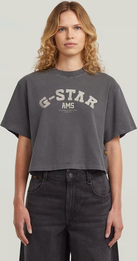 G-Star RAW Washed Boxy T-Shirt Zwart Dames