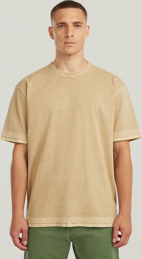 G-Star RAW Washed Distressed Relaxed T-Shirt Beige Heren