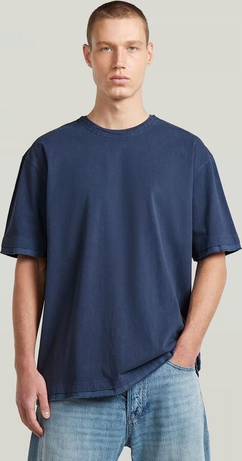 G-Star RAW Washed Distressed Relaxed T-Shirt Midden blauw Heren