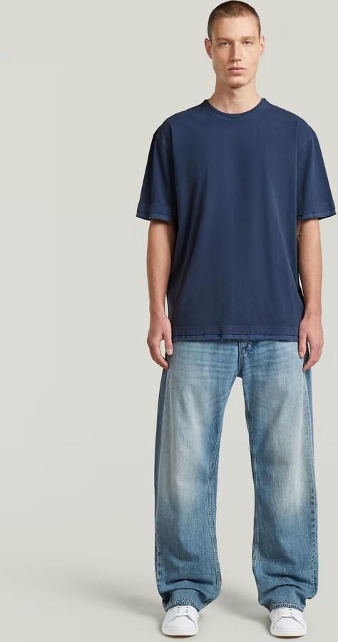 G-Star RAW Washed Distressed Relaxed T-Shirt Midden blauw Heren - Foto 7